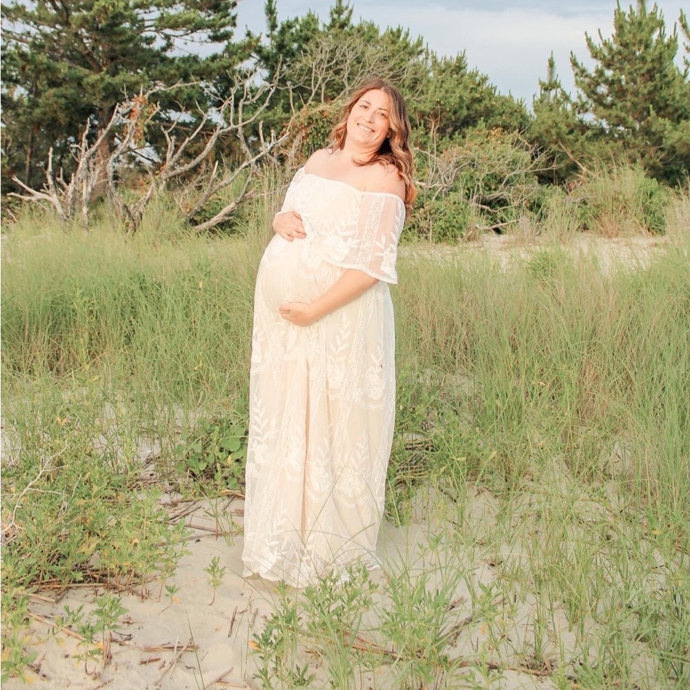 Baltic born creme off the shoulders lace dress